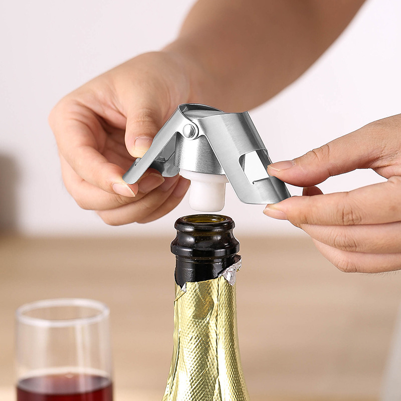 Wine In Beer Bottle - ポータブルスチールシャンパンボトルストッパー光沢のある漏れ防止ワインビールコルクプラグ - バブル保存用の耐久性のあるワインボトルシーラー