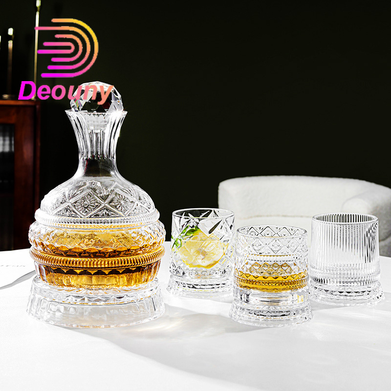 Wine Beer Whiskey - Deouny-ヨーロッパのスターダイヤモンド回転ワインデカンター、高度な創造的な家庭用ビールグラス、ウイスキーグラスセット