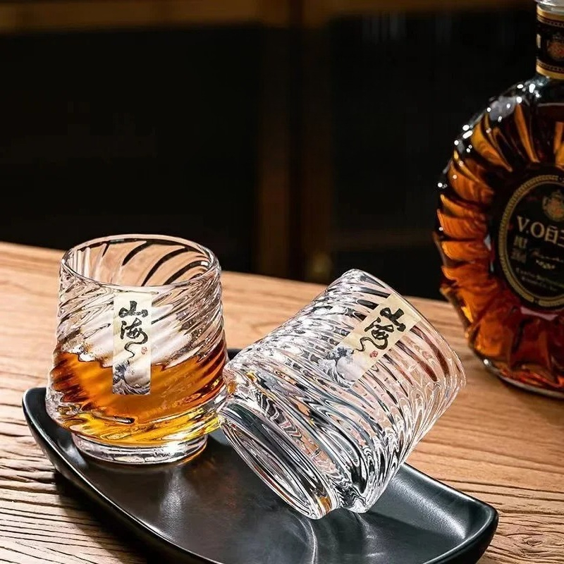 Wine Beer Whiskey - ガラス製ウイスキーカップセット 上海カップ 家庭用洋酒グラス 高級高価値KTVバービールカップ