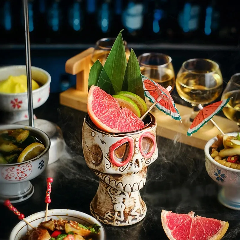 Wine Beer Mixed Drinks - 480ml ハロウィンパーティー スカルカクテルグラス アメリカ製 クリエイティブバー セラミック