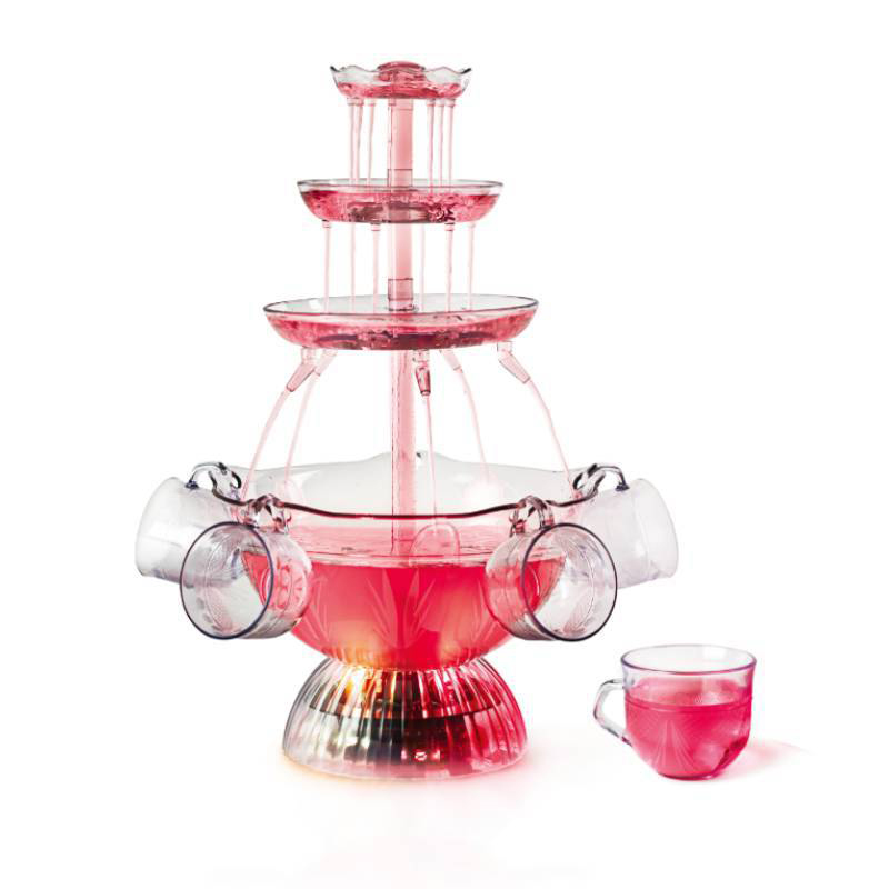 Wine Beer Mixed Drinks - 3段式電動カクテル・赤ワイン飲料噴水、LEDライト付きベース、再利用可能なカップ5個付き