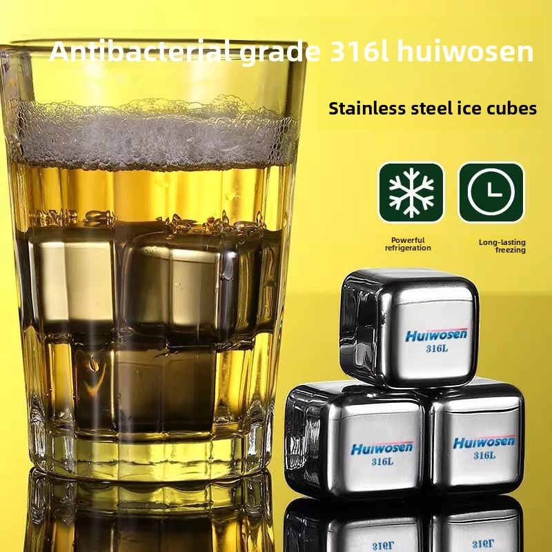 Wine Beer Whiskey - 316 ステンレス鋼アイスキューブリサイクル家庭用 304 金属インスタント冷凍アイスペレットビールウイスキーアイスワイン冷却