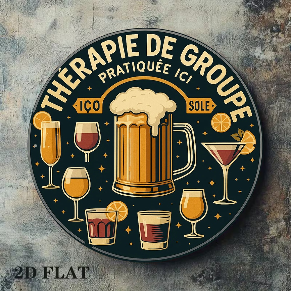2Dフラットラウンドヴィンテージメタルティンサインフランス語 - Beer And Wine Quote のレビューと価格