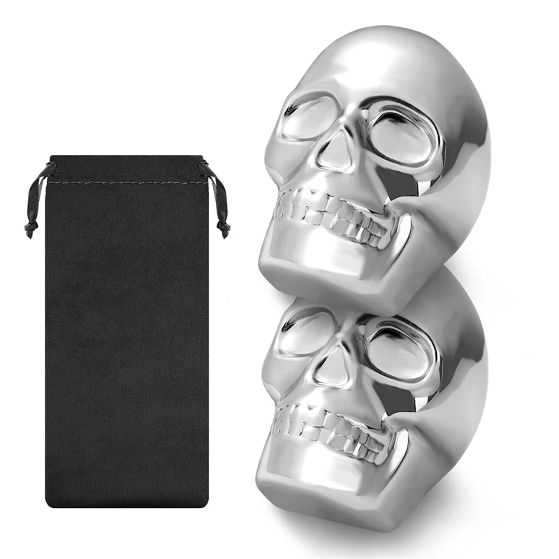 再利用可能な2つのスケルトンヘッドウイスキーストーン、家庭用 - Wine Beer Whiskey のレビューと価格