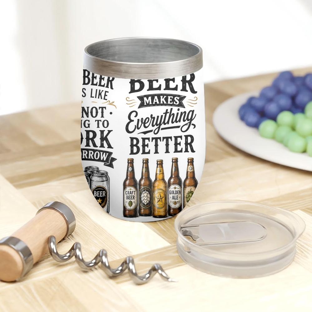 面白いビールの名言入り真空断熱ボトル 12オンス 保温ワイン - Beer And Wine Quote のレビューと価格