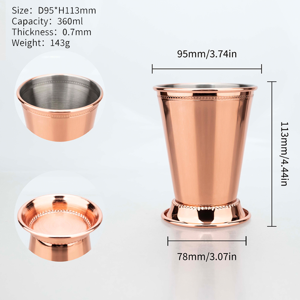 4個入りエレガントなローズゴールドステンレススチールカップセ - Wine Beer Mixed Drinks のレビューと価格