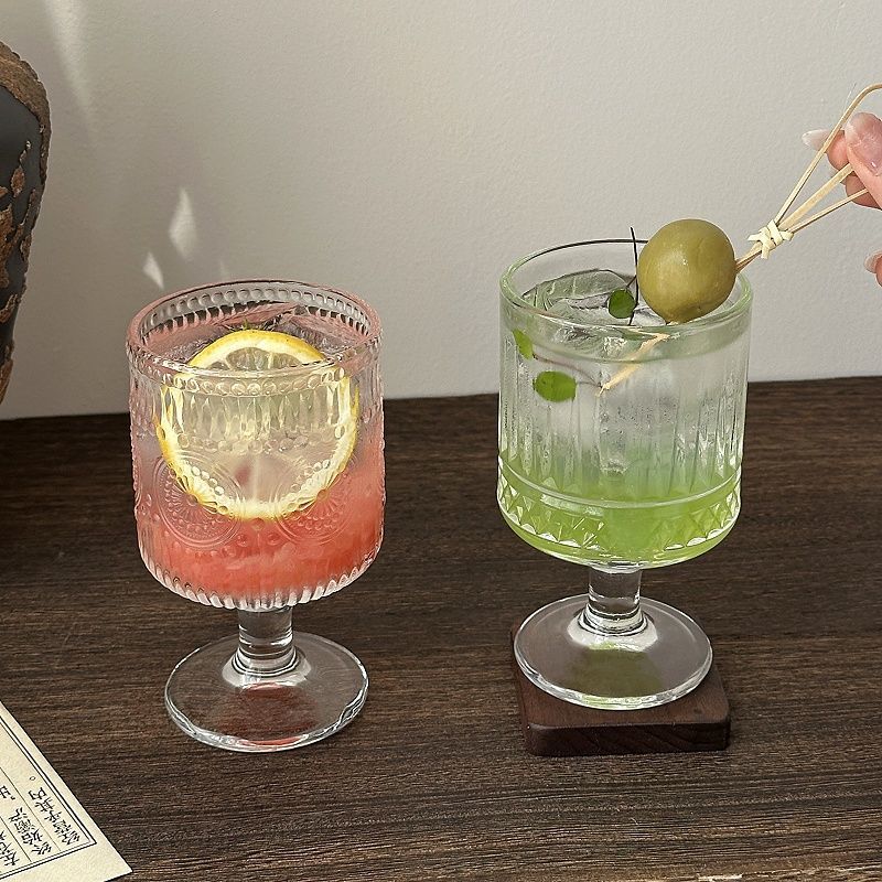 4 個セットヴィンテージエンボス加工混合パターンワイングラス - Wine Beer Mixed Drinks のレビューと価格