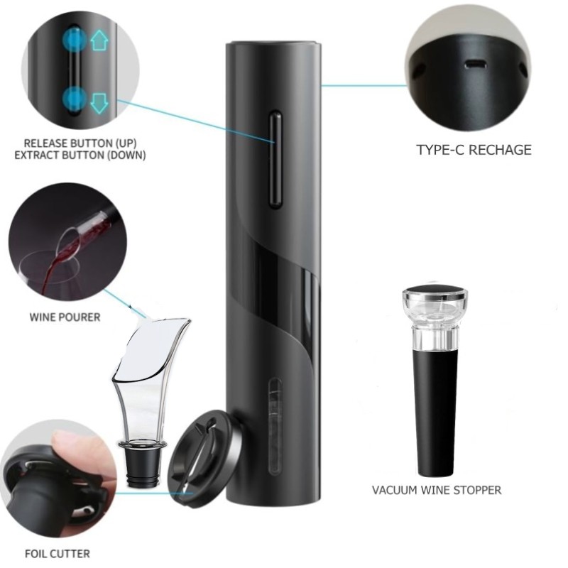 充電式多機能電動自動コークスクリューワインオープナーセットワ - Wine In Beer Bottle のレビューと価格