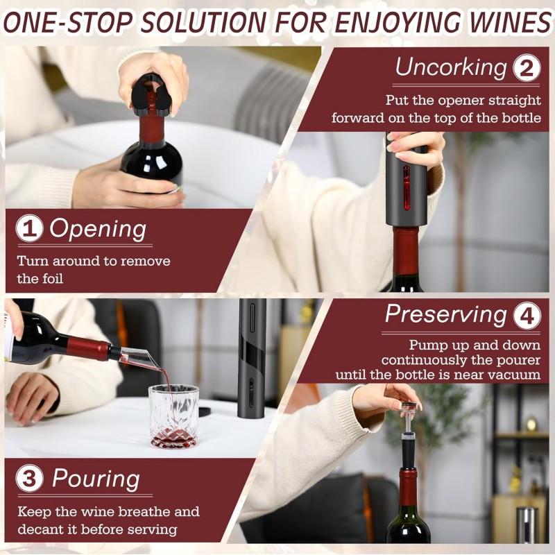 充電式多機能電動自動コークスクリューワインオープナーセットワ - Wine In Beer Bottle のレビューと価格