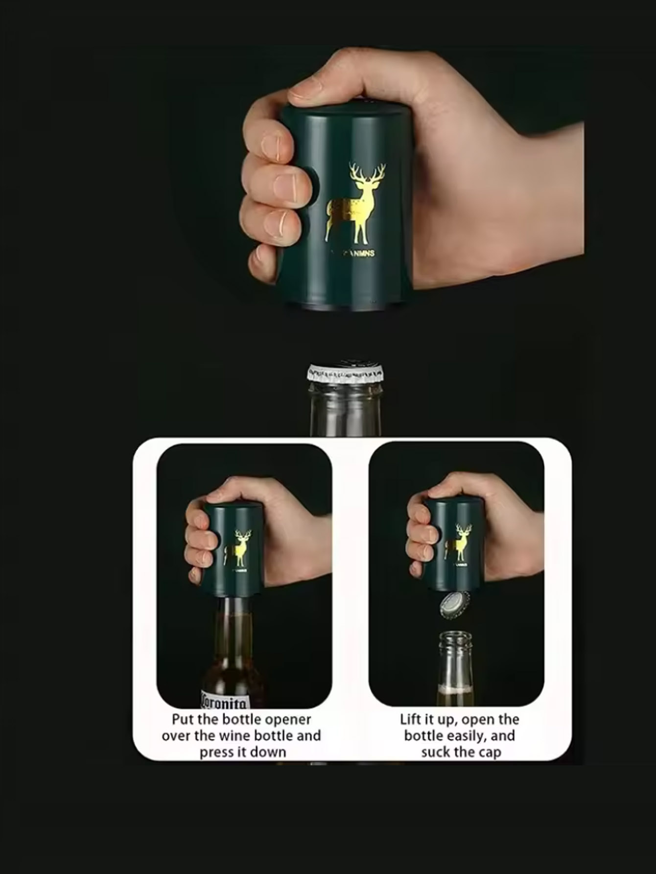 1 個自動ビール栓抜きステンレス鋼プレス蓋ビールコルク抜きツ - Wine In Beer Bottle のレビューと価格