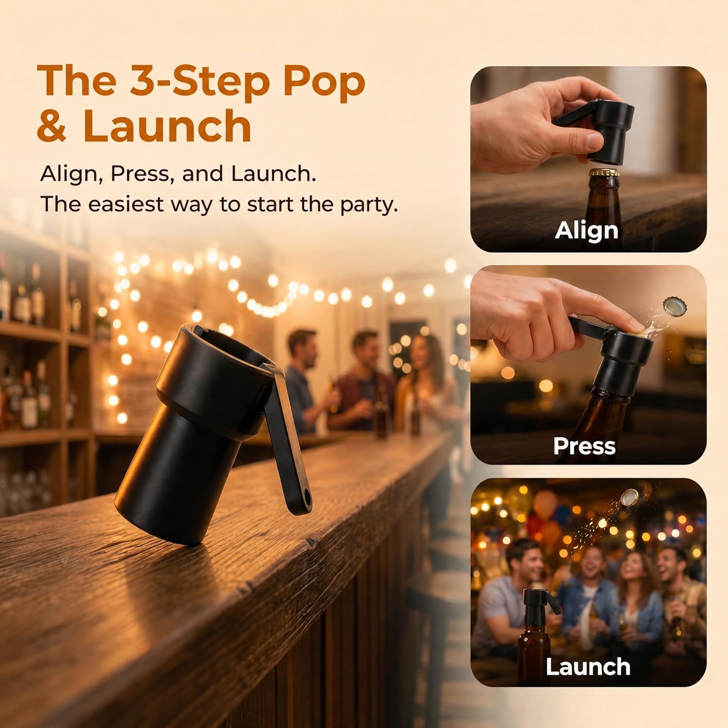ボトルオープナー、様々なビール瓶用のボトルキャップシューター - Wine Beer Difference のレビューと価格