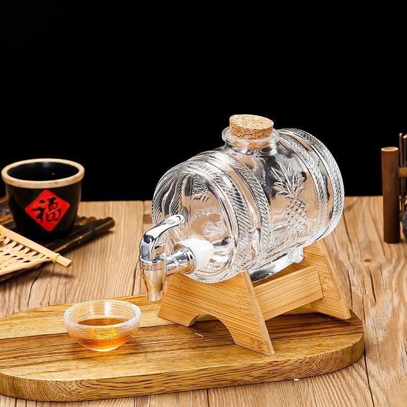 1Lガラス製ウイスキー樽ワイン樽ビール瓶フルーツ熟成アルコー - Wine Beer Whiskey のレビューと価格