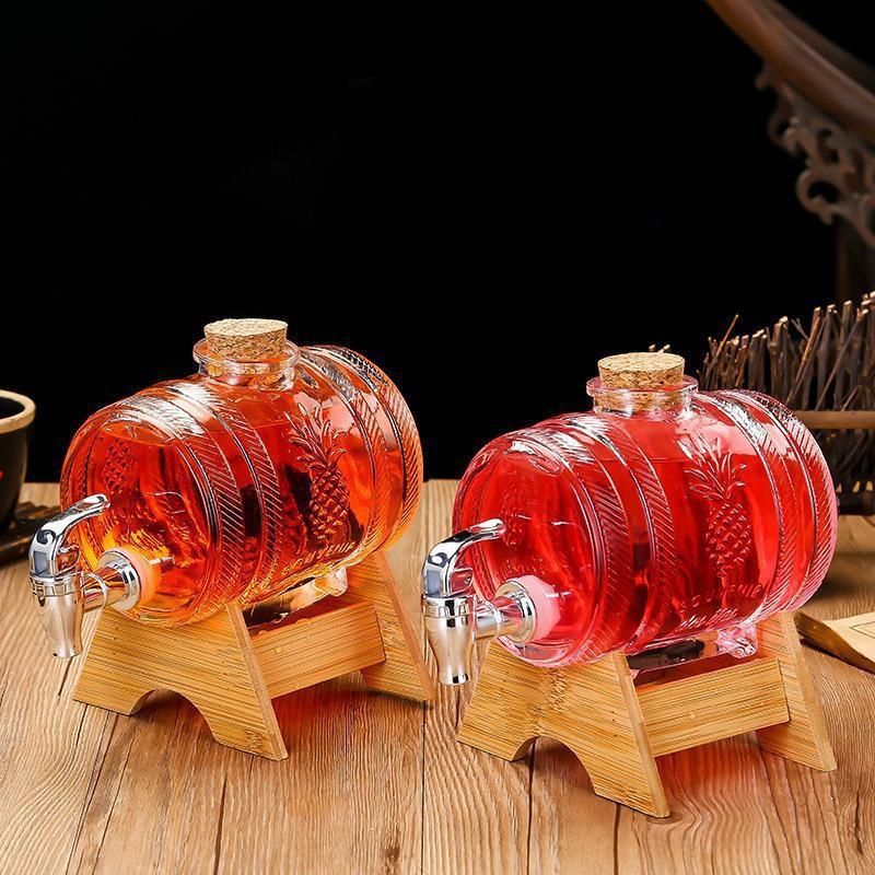 1Lガラス製ウイスキー樽ワイン樽ビール瓶フルーツ熟成アルコー - Wine Beer Whiskey のレビューと価格