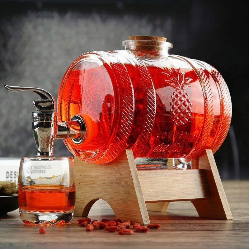 1Lガラス製ウイスキー樽ワイン樽ビール瓶フルーツ熟成アルコー - Wine Beer Whiskey のレビューと価格