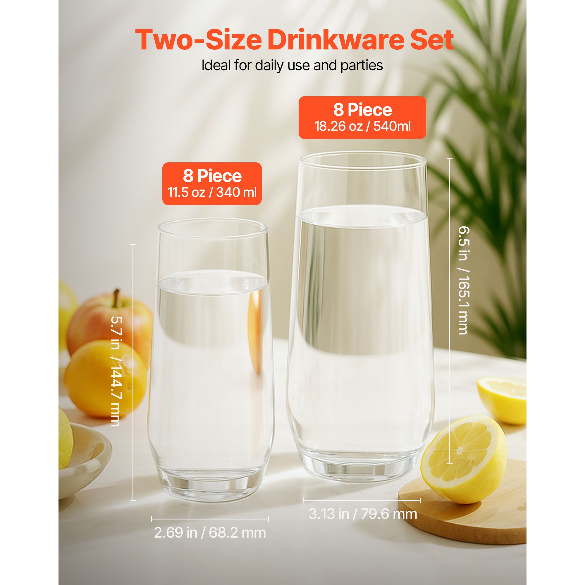 ドリンクグラスセット、16ピースクリスタルガラスカップ、エレ - Wine Beer Mixed Drinks のレビューと価格