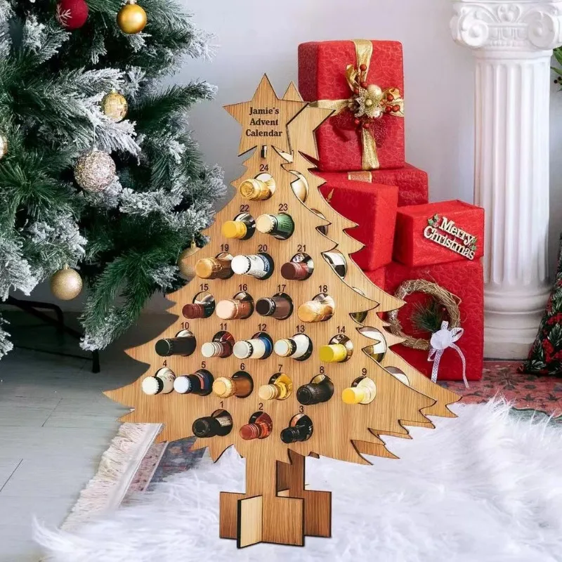クリスマスツリー木製ワインラック、ボトルホルダー、クラフトデ - Wine Beer Holder のレビューと価格