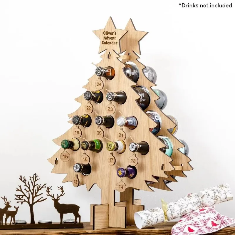 クリスマスツリー木製ワインラック、ボトルホルダー、クラフトデ - Wine Beer Holder のレビューと価格
