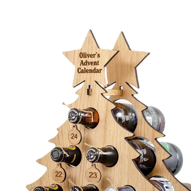 クリスマスツリー木製ワインラック、ボトルホルダー、クラフトデ - Wine Beer Holder のレビューと価格